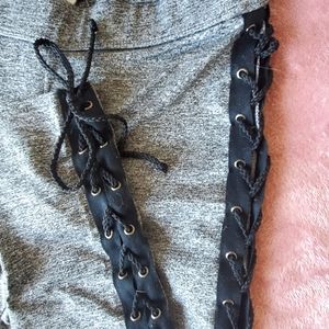 Forever 21 grey leggings with lace up detail on the sides